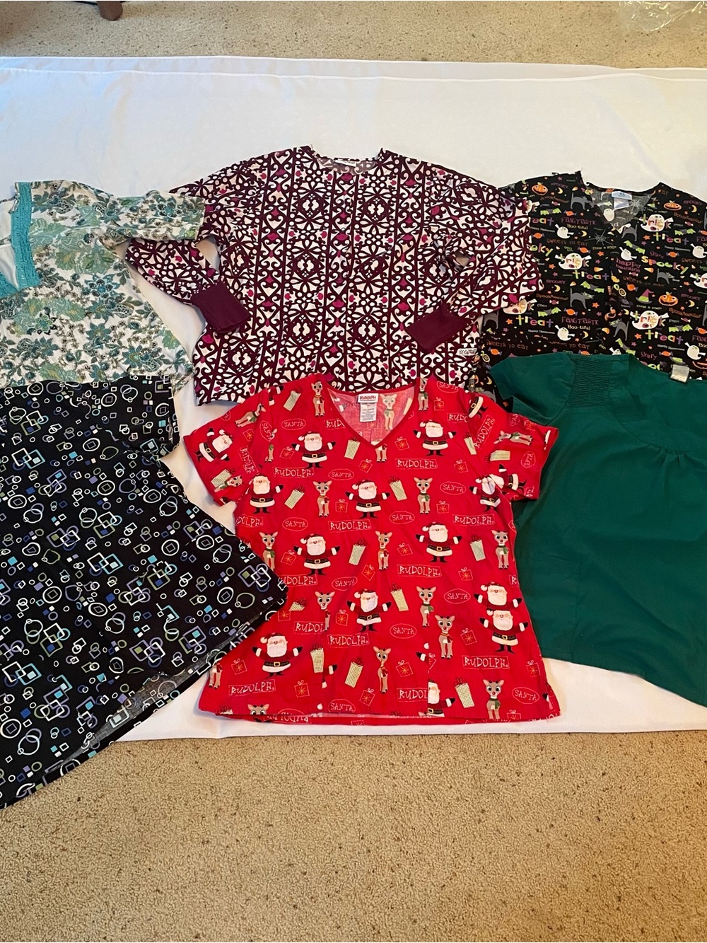 Healing Hands, Cherokee, SB Scrubs, UA Scrubs, etc. Women’s Scrub Tops Size L